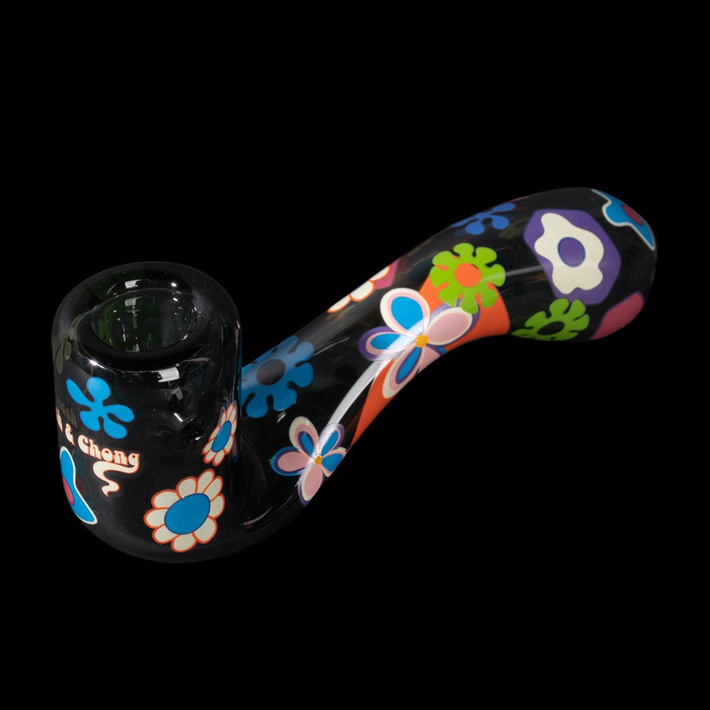 Cheech & Chong Glass 5.5" Power to the Flower Sherlock Hand Pipe | CC2044SK