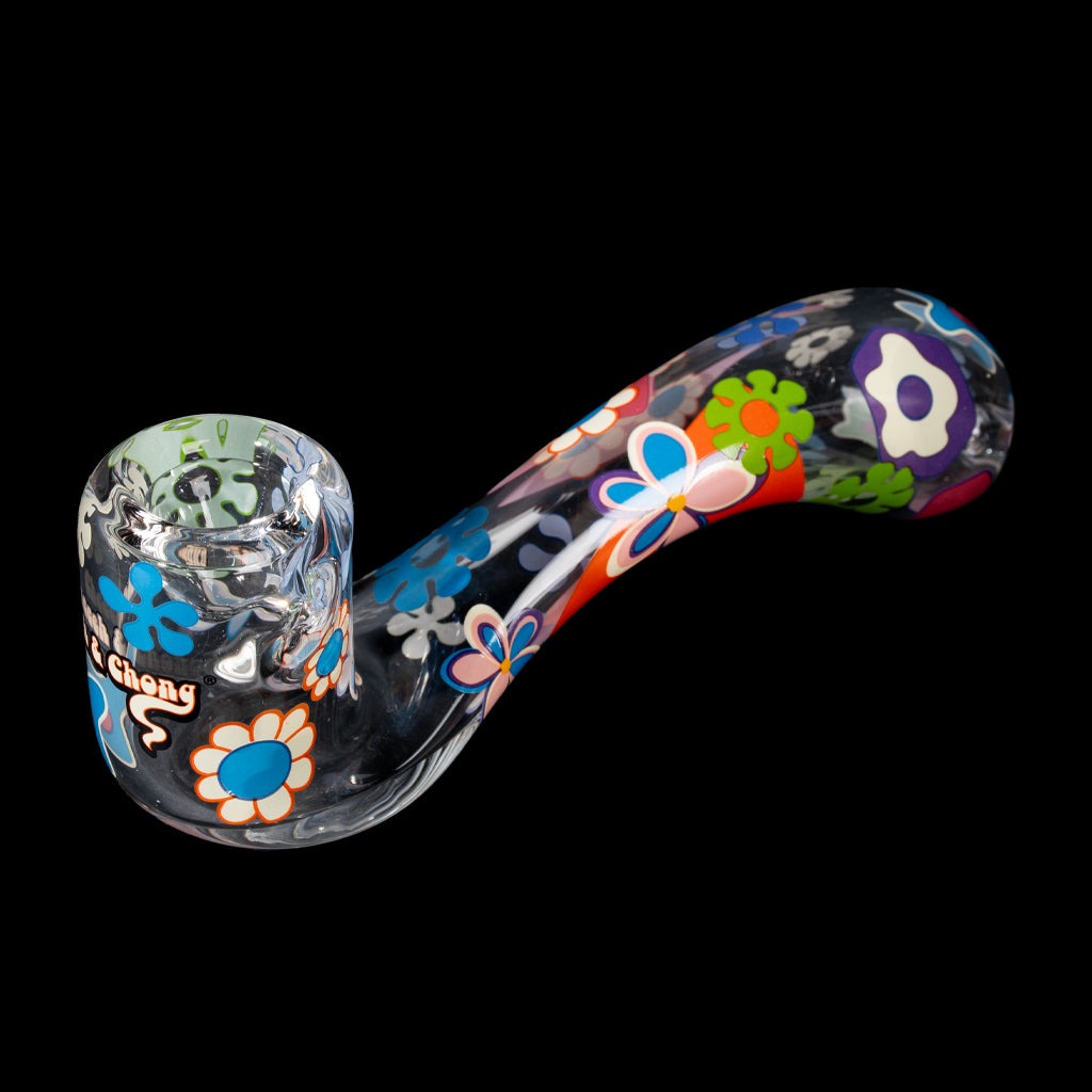 Cheech & Chong Glass 5.5" Power to the Flower Sherlock Hand Pipe | CC2044C